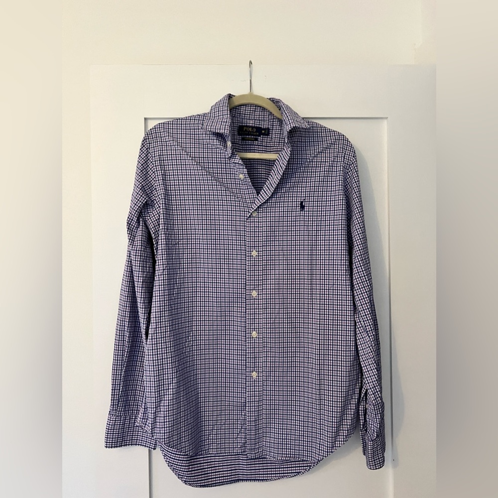 Polo by Ralph Lauren performance purple and blue gingham, dress shirt size M